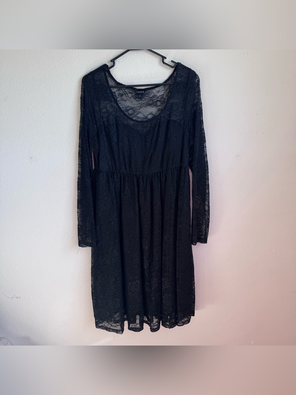 Torrid black lace long sleeve midi dress plus size 1